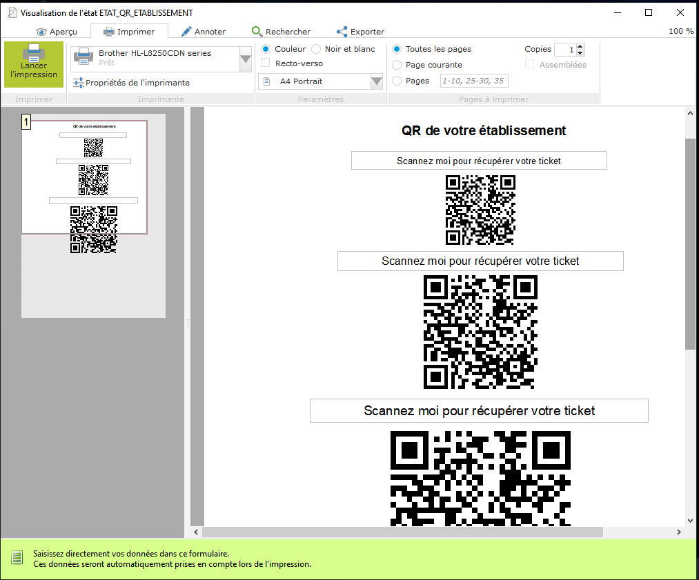 Impression QR-code unique